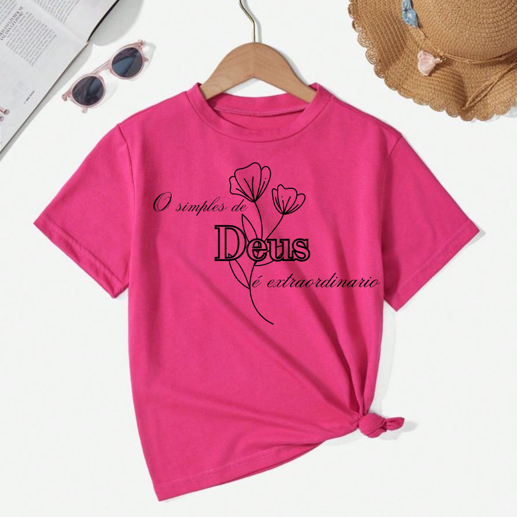 CAMISETA CAMISA BLUSA TSHIRT FEMININA CRISTÃ CATOLICA EVANGELICA DEUS SEJA FORTE PROTEGIDA POR DEUS
