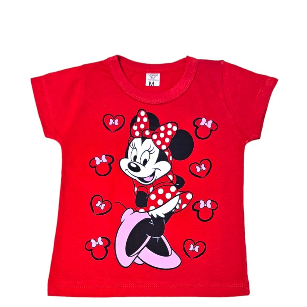 Camisa Manga CURTA Festa Casual Infantil Menina Feminina Mi Vermelha