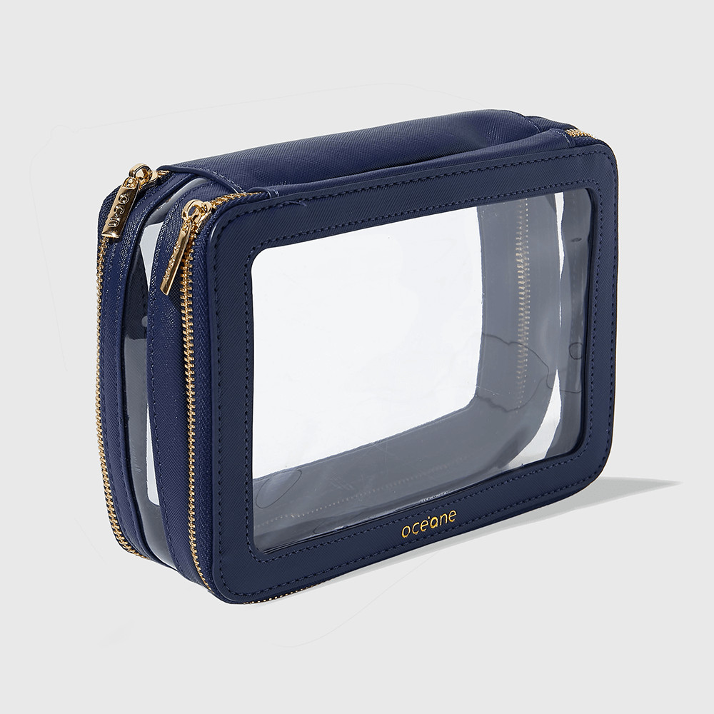Nécessaire Azul Marinho com Transparência - Double Crystal Case