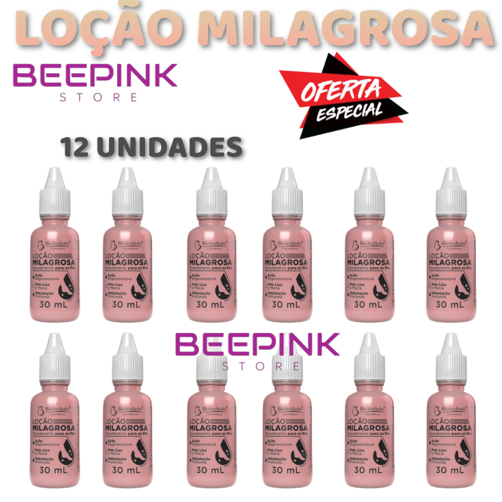 kit 12 Unid Hidratante Loção Milagrosa Desodorante Pés e Mãos 30ml - Bio instinto