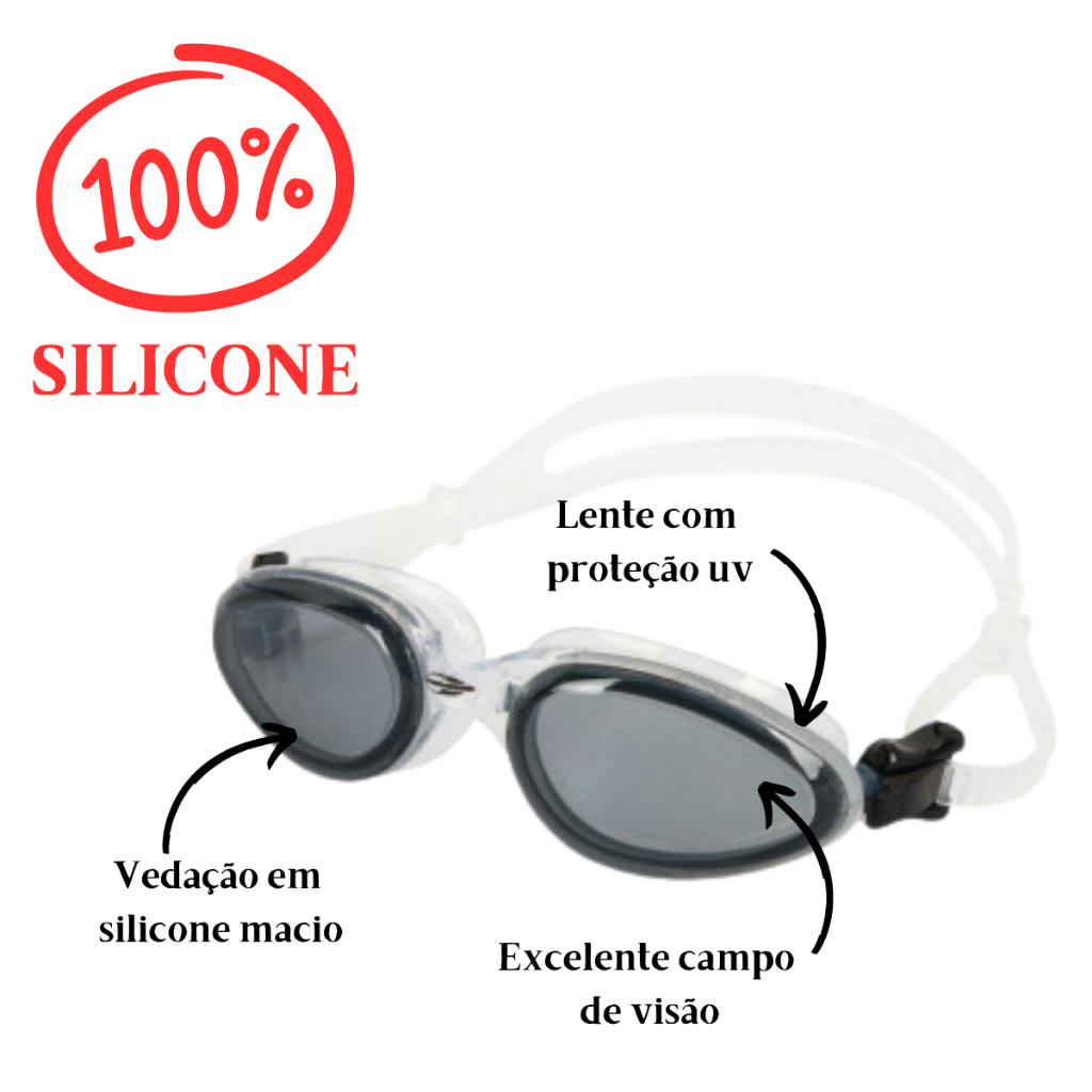 Óculos Natação Varuna Mormaii Vedação Silicone Resistente
