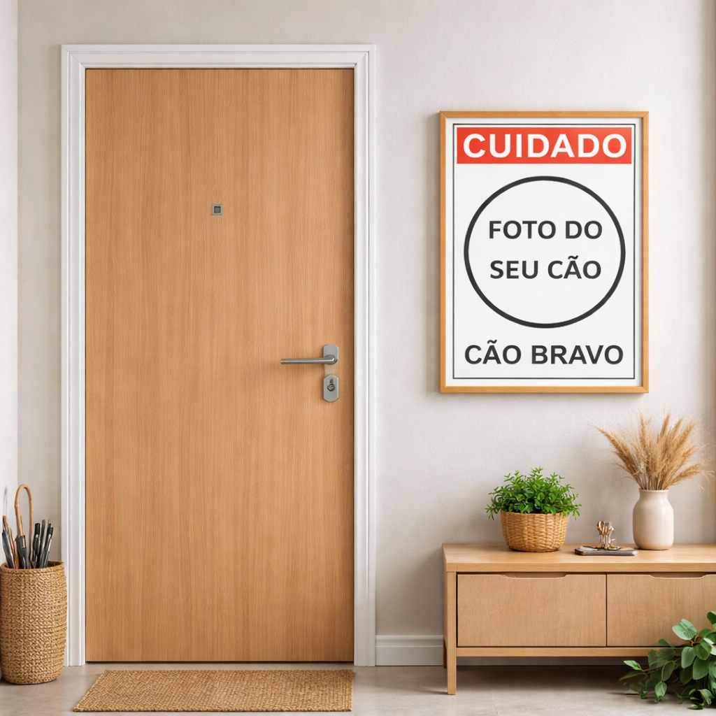 Placa de Aviso Cuidado Cão Bravo Cachorro Atenção