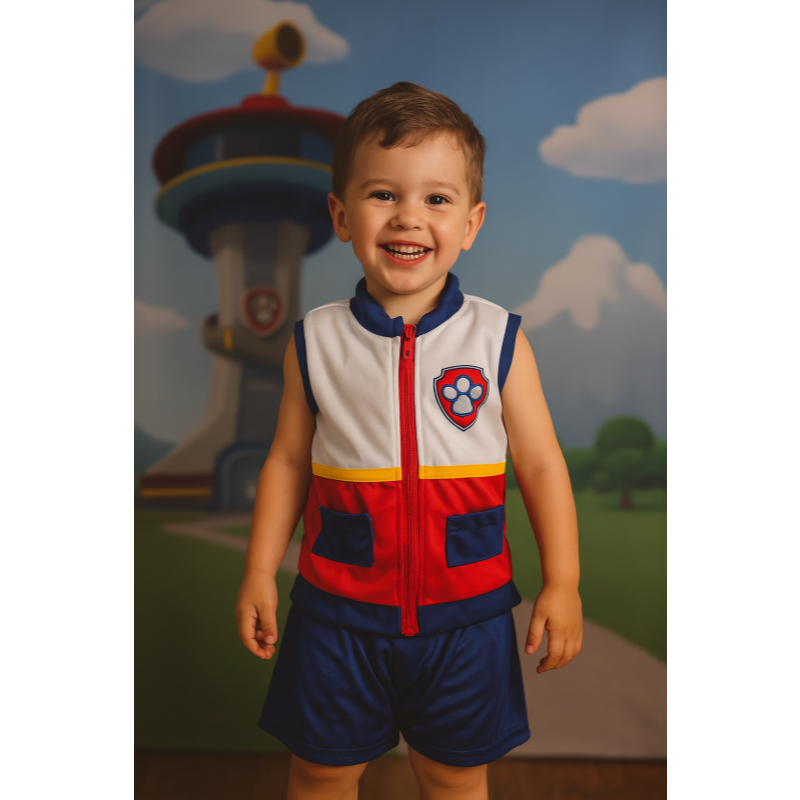 FANTASIA INFANTIL CONJUNTO PATRULHA CANINA RAYDER PARA MENINOS PARA AS FESTAS ANIVERSÁRIOS E CARNAVAL
