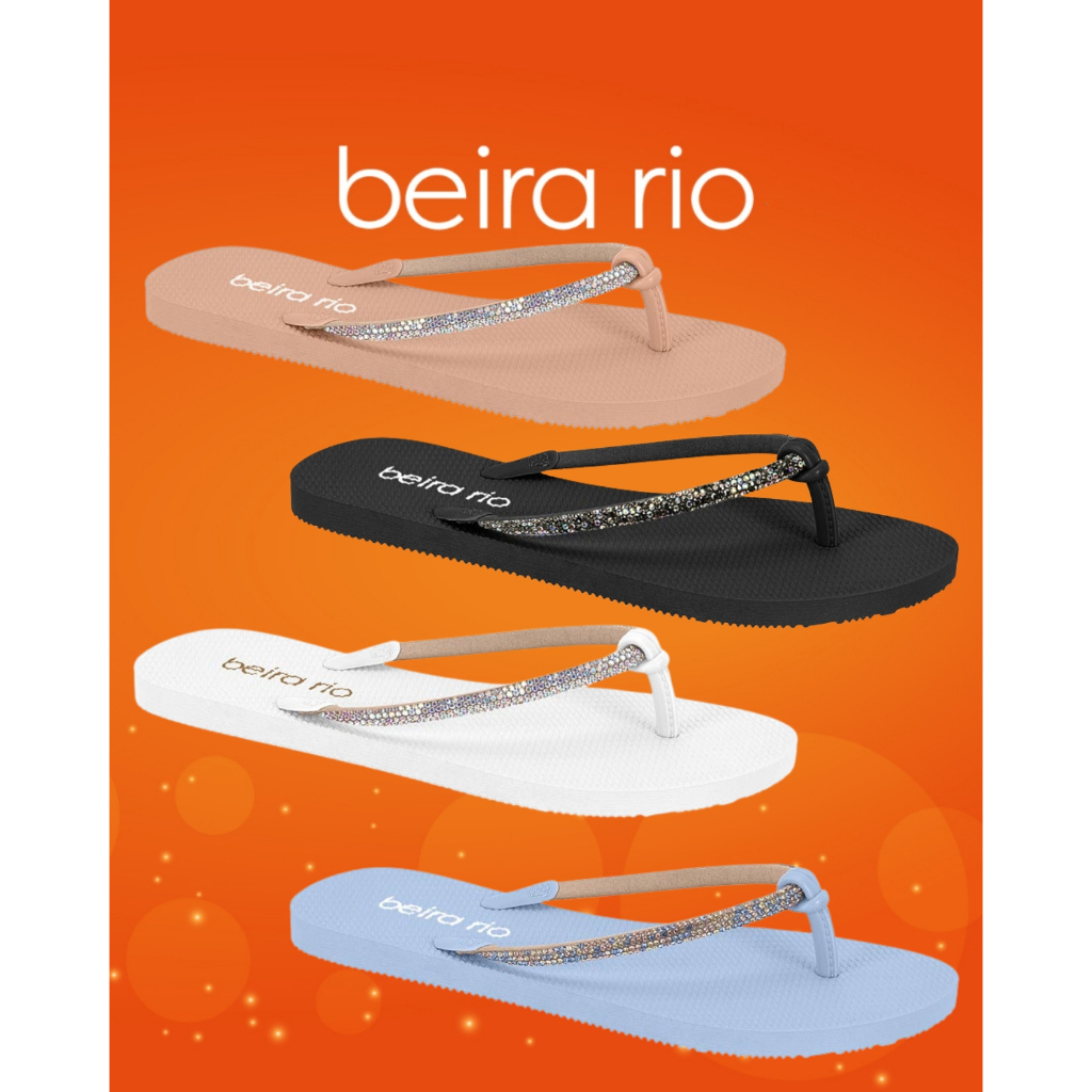 Chinelo Feminino Beira Rio Tira Strass Dia a Dia Leve