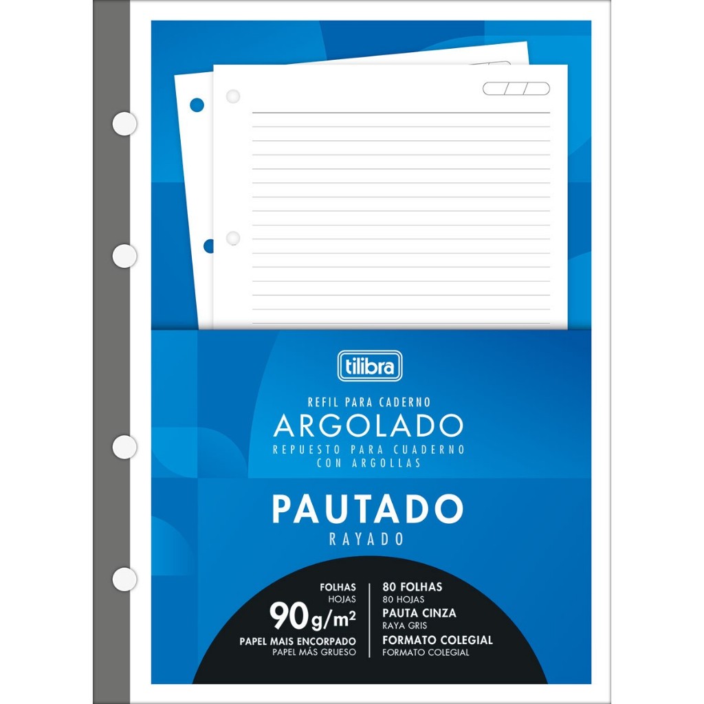 Refil (Fichário) Tiliflex para Caderno Argolado Colegial 177mmx240mm 80 Folhas 90gr Tilibra