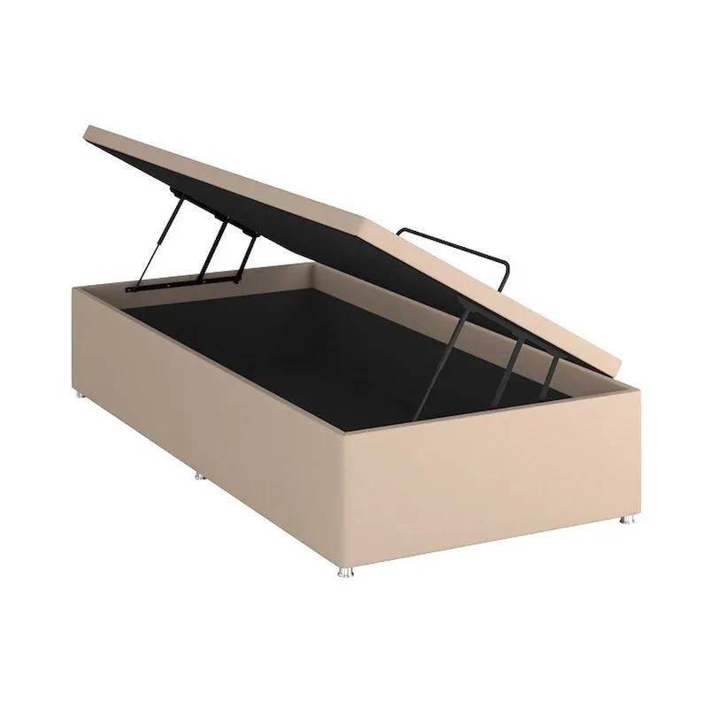 Base Baú Phy Camurça Bege Solteiro (88x188x39) - Ortobom