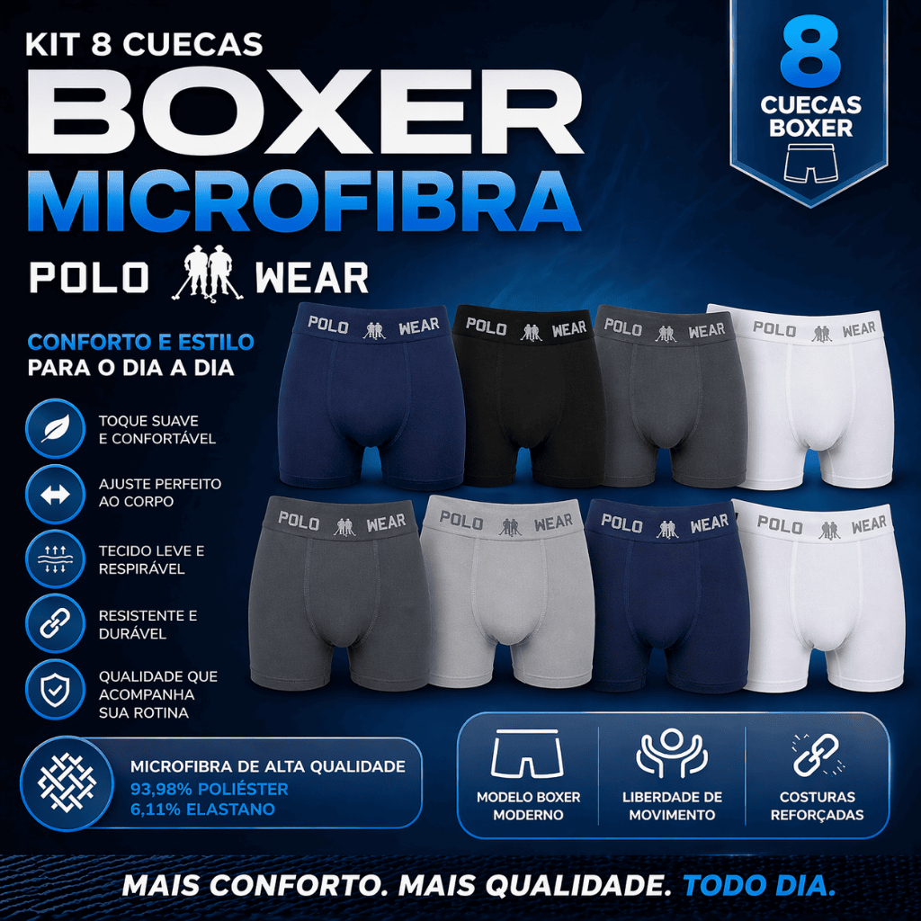 Kit 8 Cuecas Masculinas Box Microfibra Polo Wear
