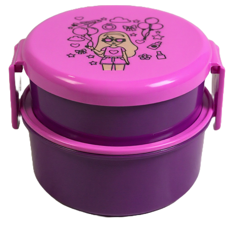 Lancheira Porta Snack 2 em 1 Infantil Modelo Stellar Livre de BPA 340/280ml + Garfinho - Queen Shop