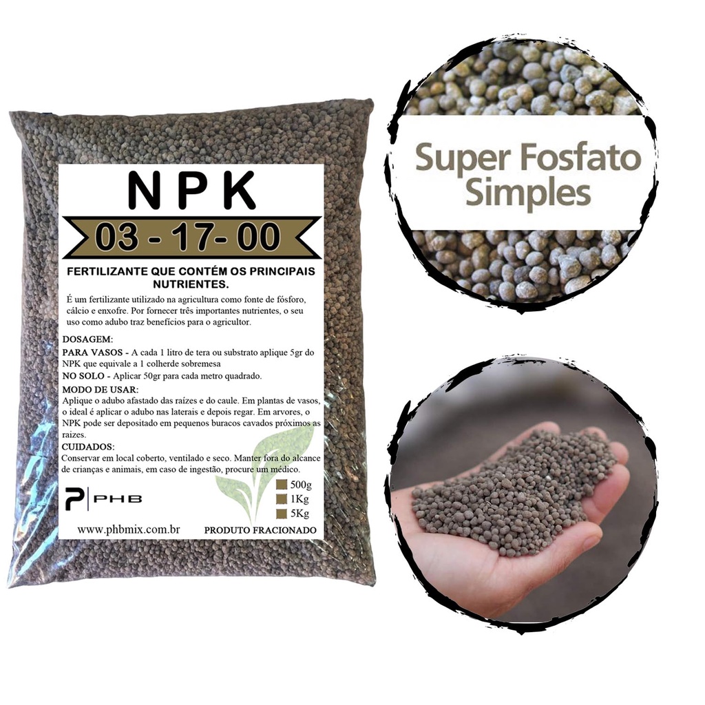 1Kg - Adubo Fertilizante Super Fosfato Simples Granulado - Plantio e Crescimento | Fortalecimento e Raízes Fortes