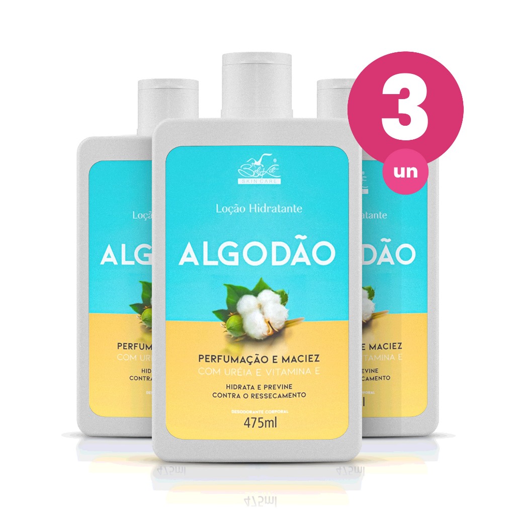 Kit 3 Loção Hidratante Desodorante Algodão 475ml Belkit