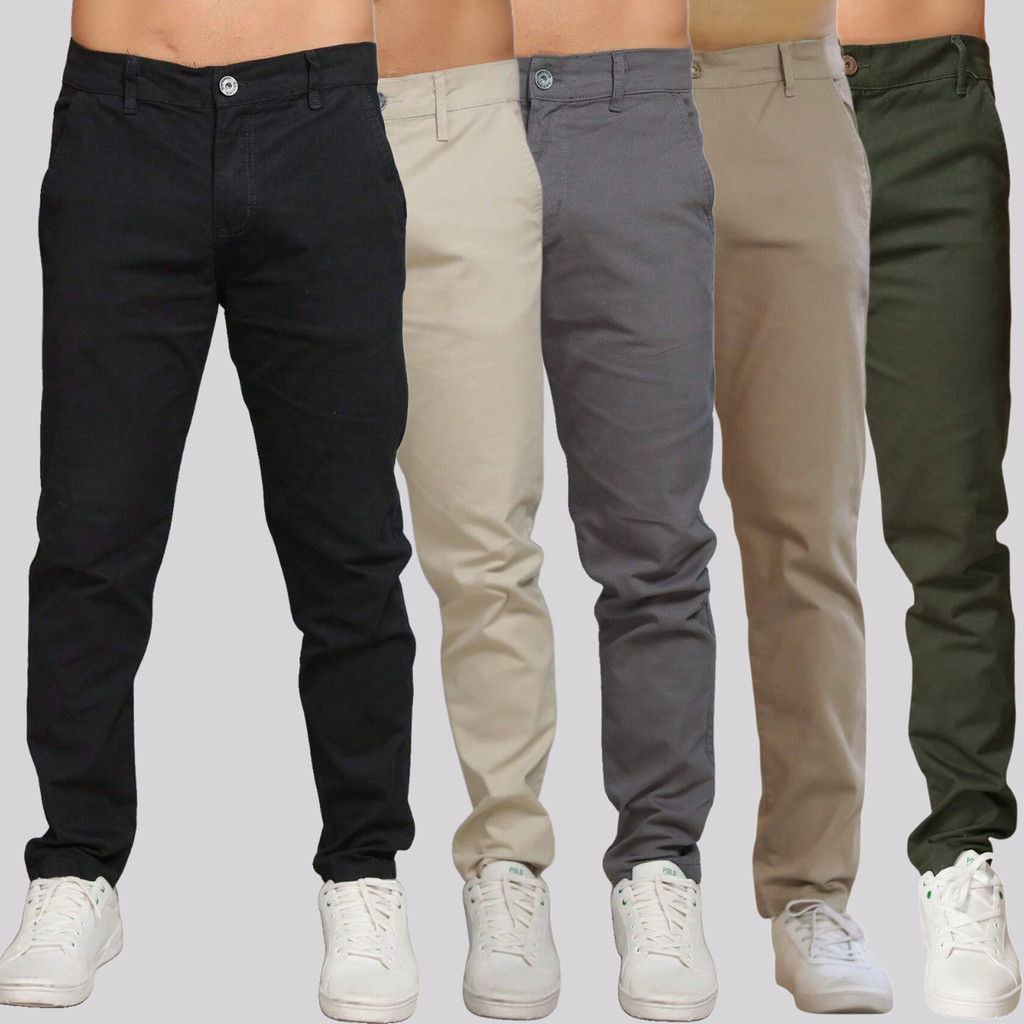 Kit 5 Calça Sarja Masculina Calca Masculino C/lycra Elastano