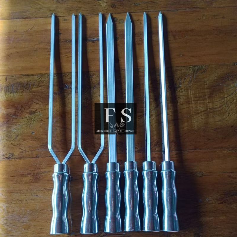 Espetos para churrasco kit 6 espetos 70 cm em alumínio