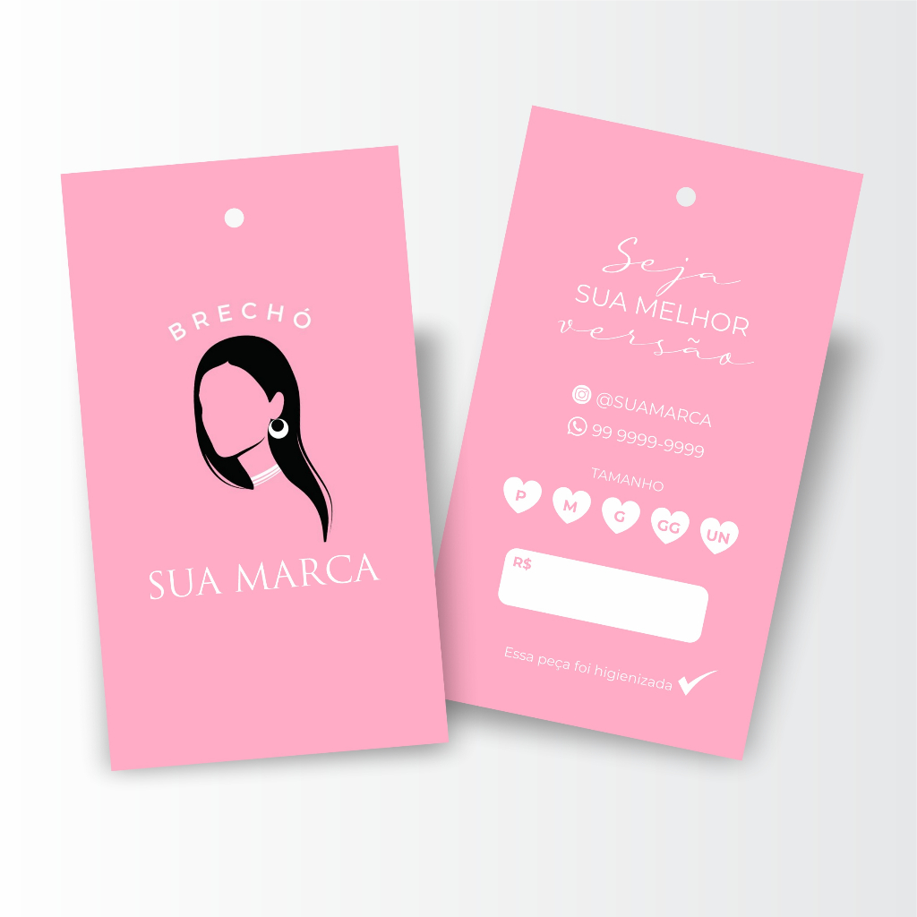 1000 Etiquetas Tags Personalizadas Roupas - F/V colorido