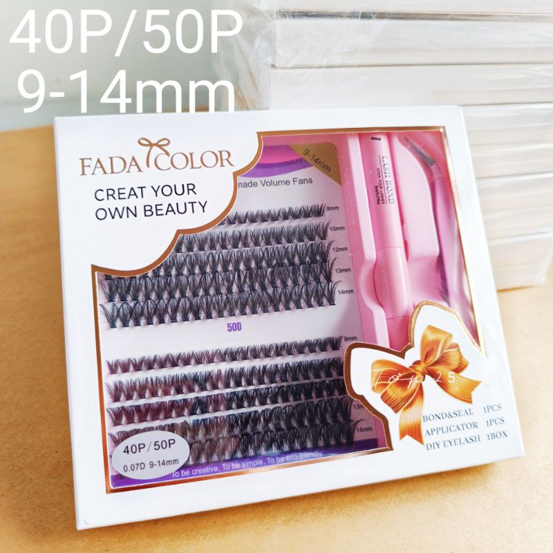 Kit extensão de cílios tufinho Lash iniciante FADA COLOR-MIX 9-14MM