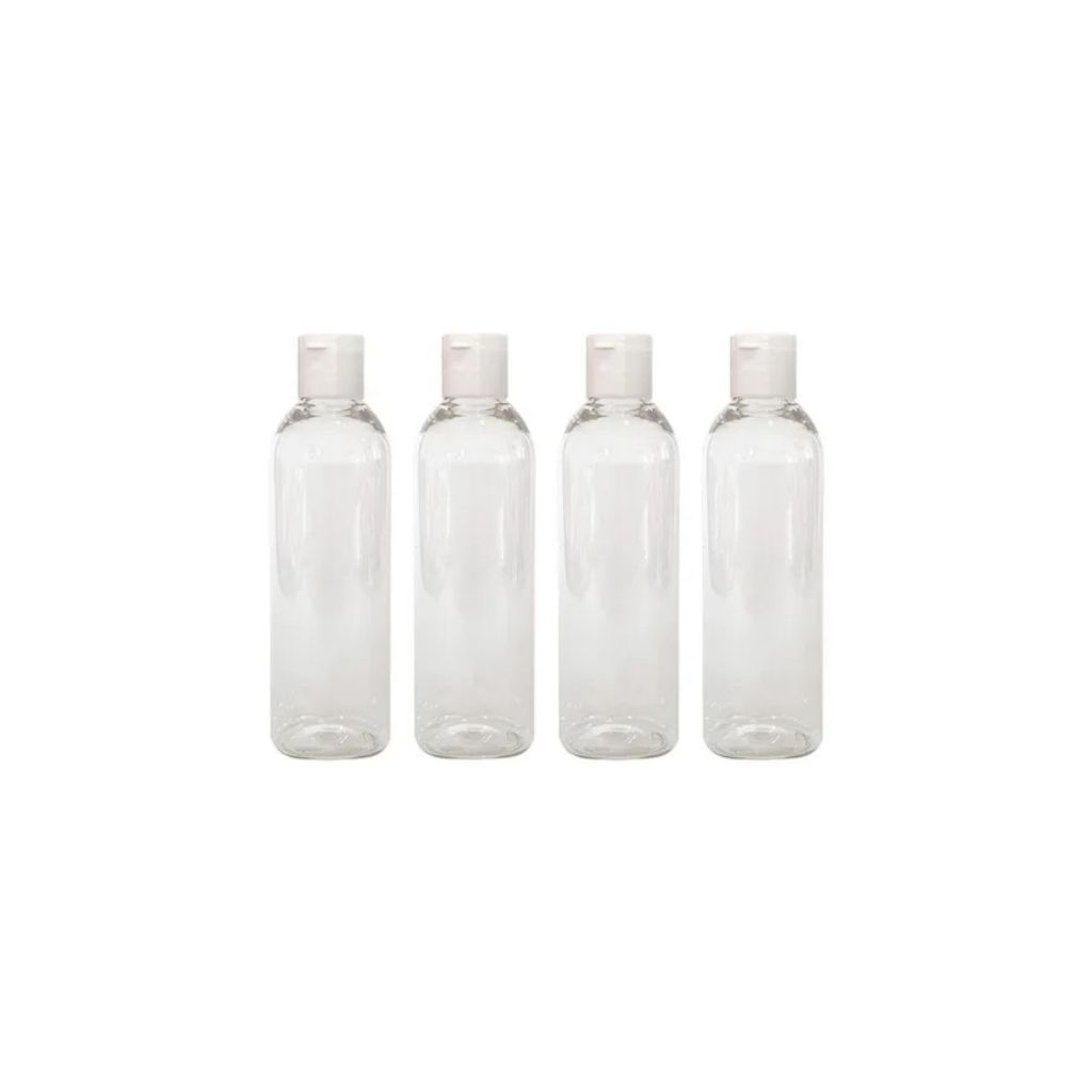 Kit 4 Frascos Viagem Shampoo Creme Sabonete 100ml Com Tampa Fliptop
