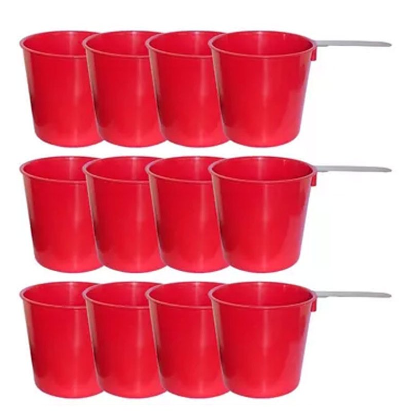 Kit 10 Comedouro Bebedouro Caneca Com Alça Pet Para Galinheiro Galinha Galos Codornas Peru Aves