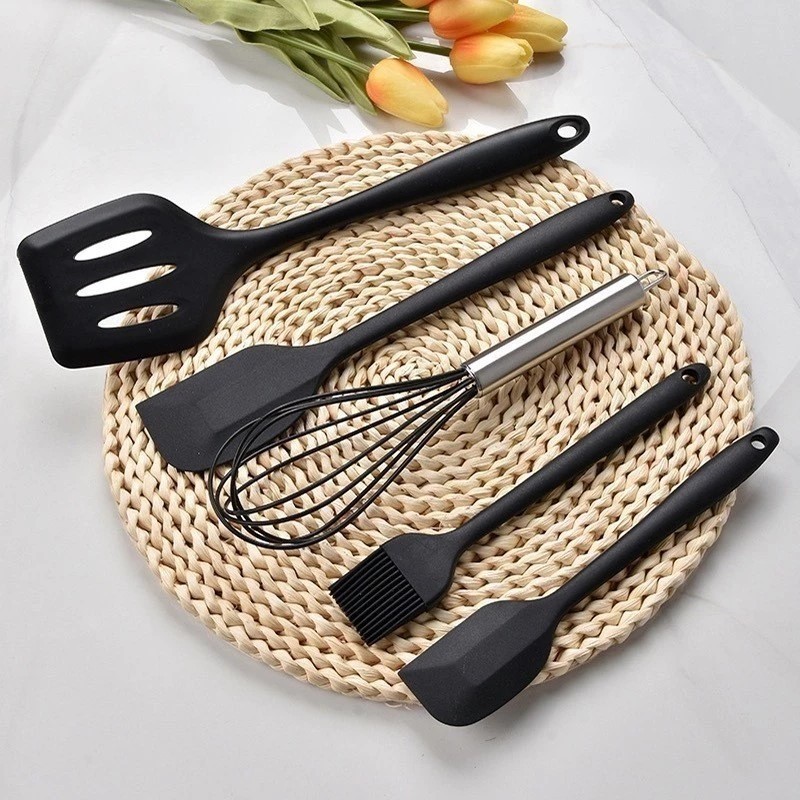 Kit 5 Peças Colher Espátula Fue Espátula Pincel Utensílios De Cozinha Silicone