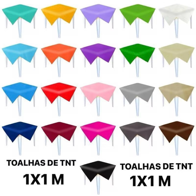 kit 5 /10/20 Toalhas de Mesa TNT 70x70cm Descartável – Festa, Buffet, Cobre Mancha, Decoração