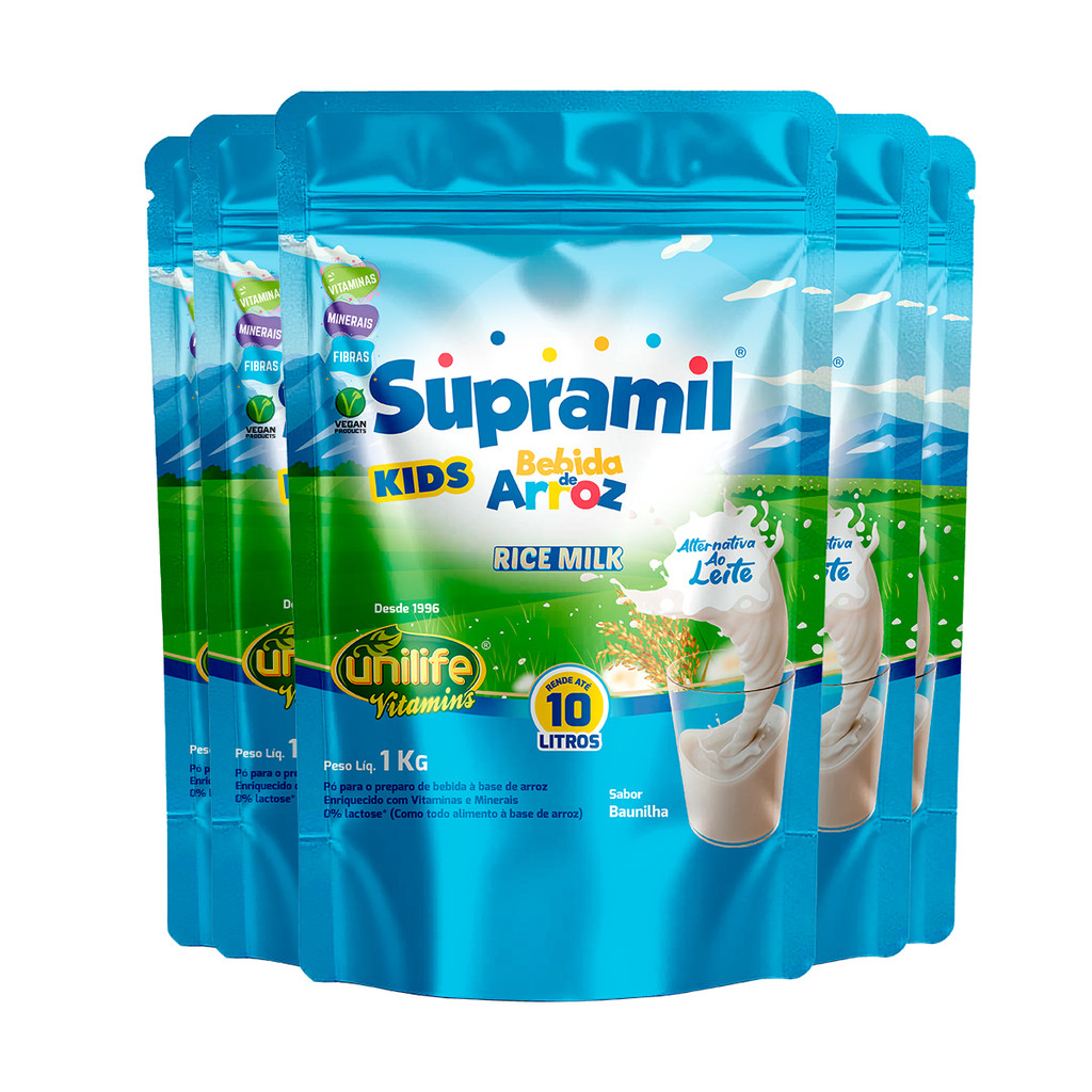 Kit 5 Supramil Bebida de Arroz Kids Unilife 1Kg