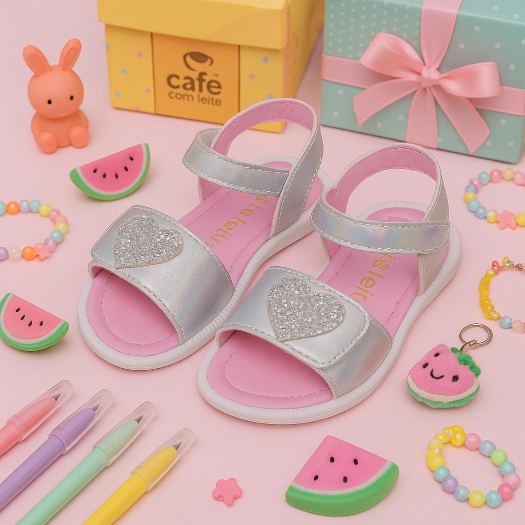 Sandalia Infantil Menina Delicada C/ Glitter - Café com Leite