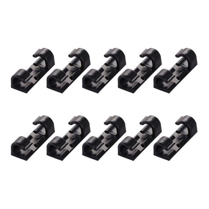 kit 100 ou 50 clips fixador organizador de fios e cabos cor preta