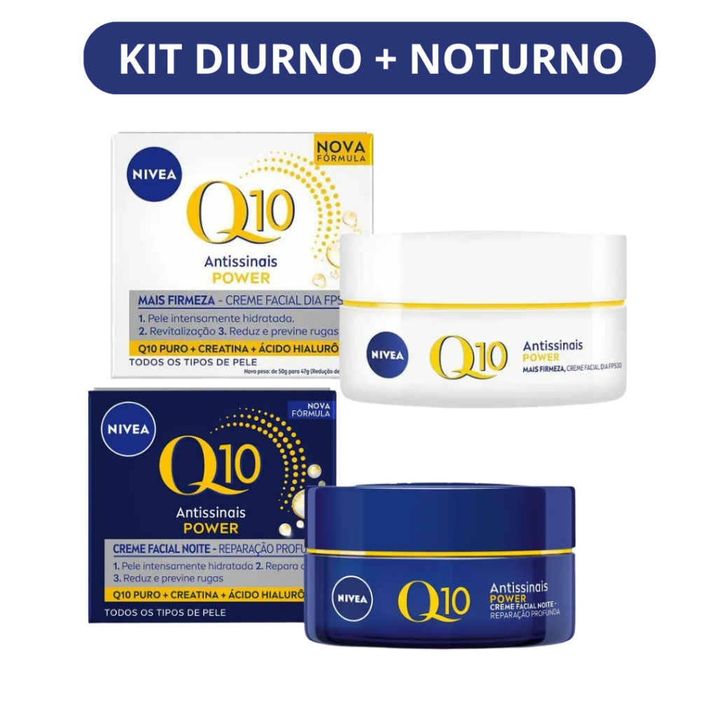 Kit Creme Facial Nivea Q10 Power Dia 49G + Creme Facial Nivea Q10 Power Noite 49g
