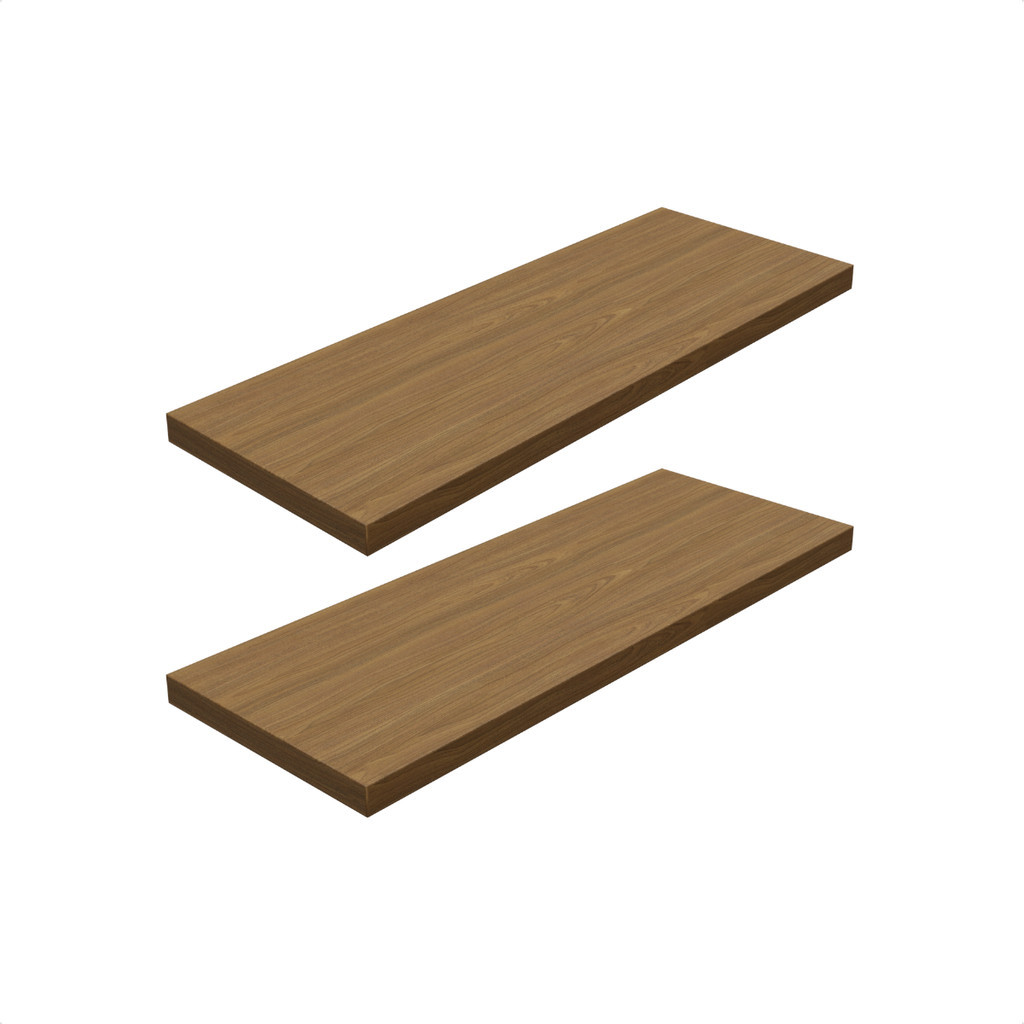 Kit 2 Prateleira Freijó 50X20 + Suporte Flutuante Mdf  Organizadora Decoração Cozinha Banheiro Sala