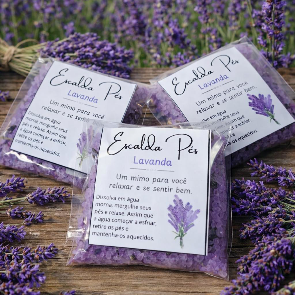 Kit Lembrancinha para Festas Escalda-Pés de Lavanda Relaxante | Mimo para Clientes
