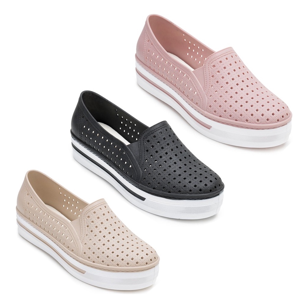 Tênis Sapatilha Feminina Sola Alta Super Confortável Slip On Plataforma
