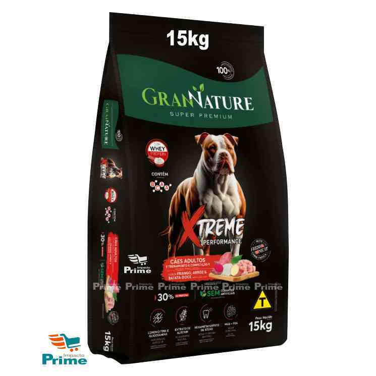Ração Cachorro Adulto Xtreme 15kg Super Premium Alta Performance Whey Bcaa Batata Doce