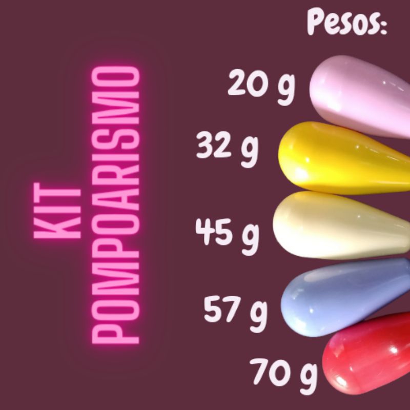kit 5 cones para pompoarismo 70g 57g 45 g 32 g 20 g