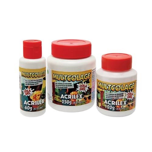 Cola Gel Multicolage Acrilex 60g 120g 250g | Ideal p/ Decoupage, Artesanato e Colagem Fina | Transparente – Unidade