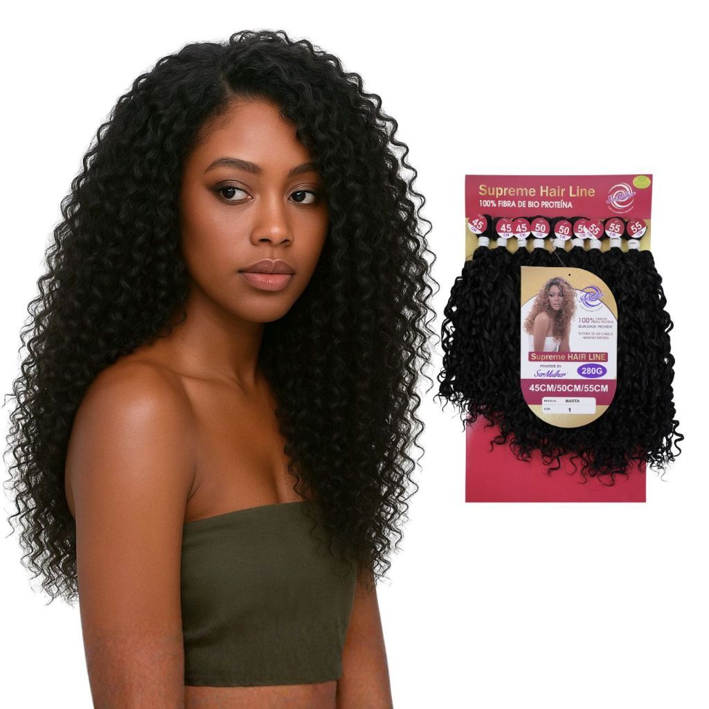 Cabelo Cacheado Fibra de Bio Proteína Ser Mulher Modelo Marta 280 gr Adere Creme Aceita Temperatura