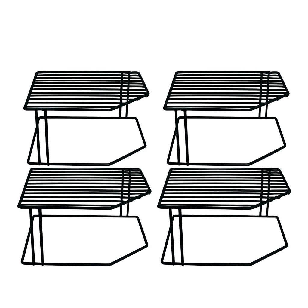 Kit 4 Suporte Organizador de Pratos Horizontal  Linha Luxo Preto Mor
