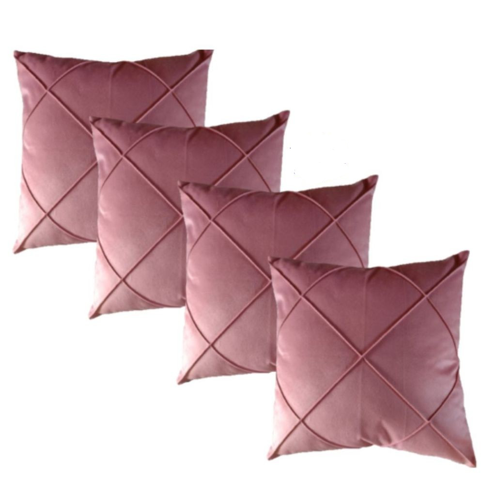 Kit 4 Capas de Almofada Suede C/ Nervura 45x45cm Decorativas