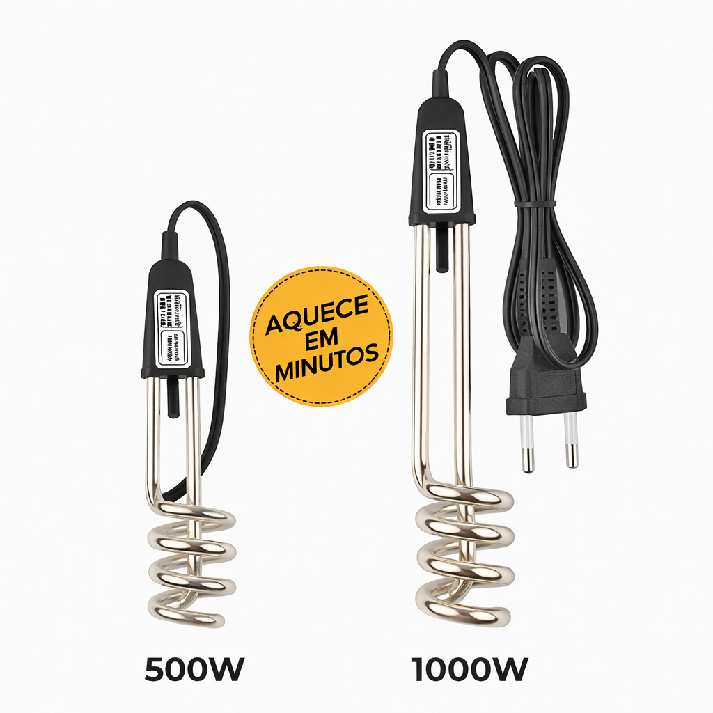 Ebulidor Elétrico Ferve Água Rápido Portátil 500W 1000W 127V 220V Café Chá Instantâneo Rabo  Quente