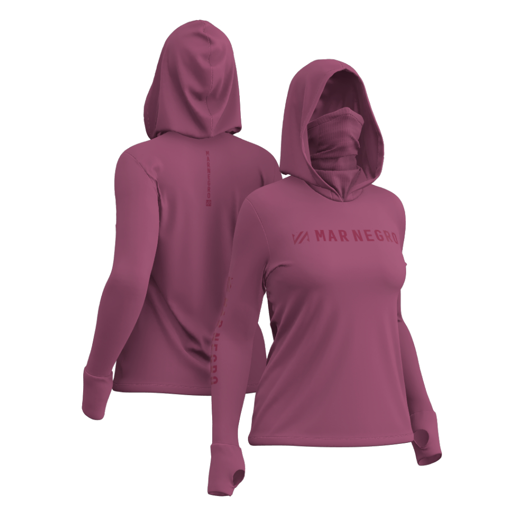 camiseta 360 feminina com capuz e buff  mar negro x protection novidade lançamento