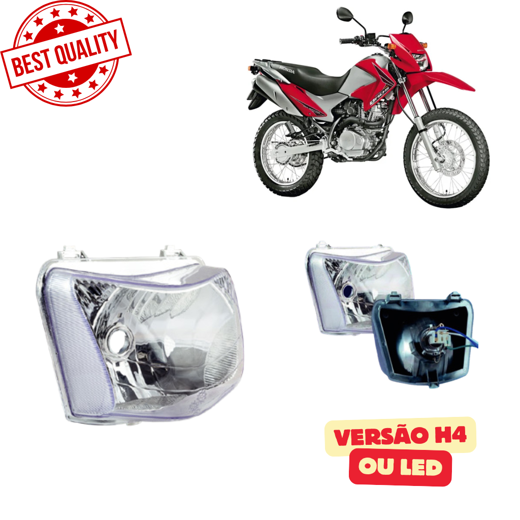 Farol Bloco Optico Nxr 125 Bros 2009 à 2012 NXR 150 Bros 2009 a 2013 POP 100 2006 a 2015 LED ou H4