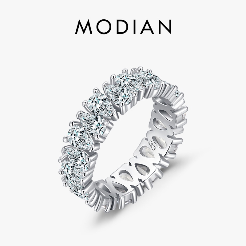 Modian Luxo 925 Sterling Prata Gota Dágua Clear Zircon Anel De Ajuste De Prendedor Cintilante Para Noivado Feminino Jóias Finas
