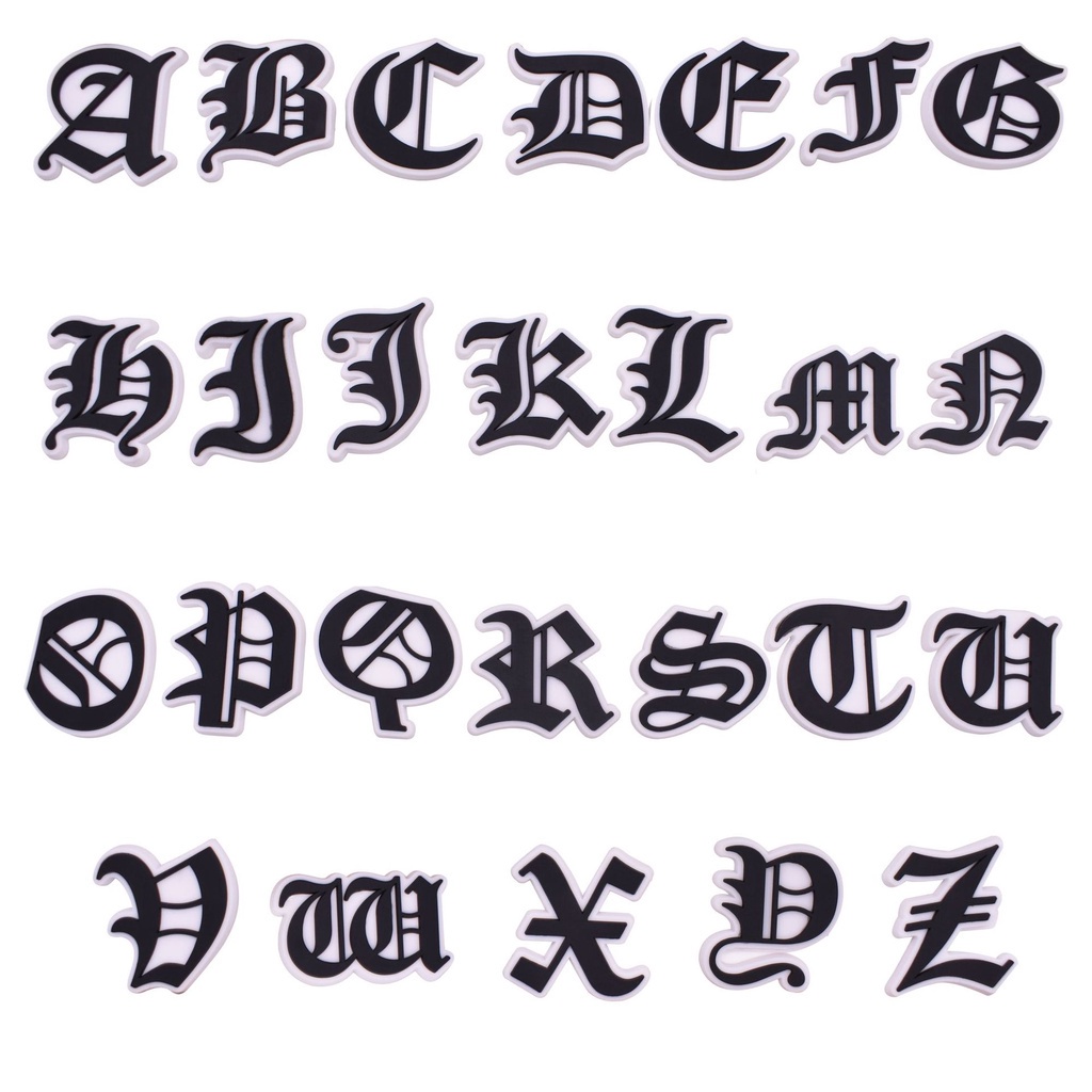 Amuletos De Sapato Para ClogPins 26 Letras Az Alfabeto Grego Botão Sapatos Charme