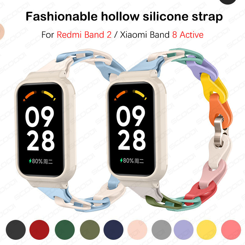 Alça Oca Com Capa Para Redmi Band 3 2 Pulseira De Silicone Banda Colorida Xiaomi 9 Active/8 Active Sport Acessórios
