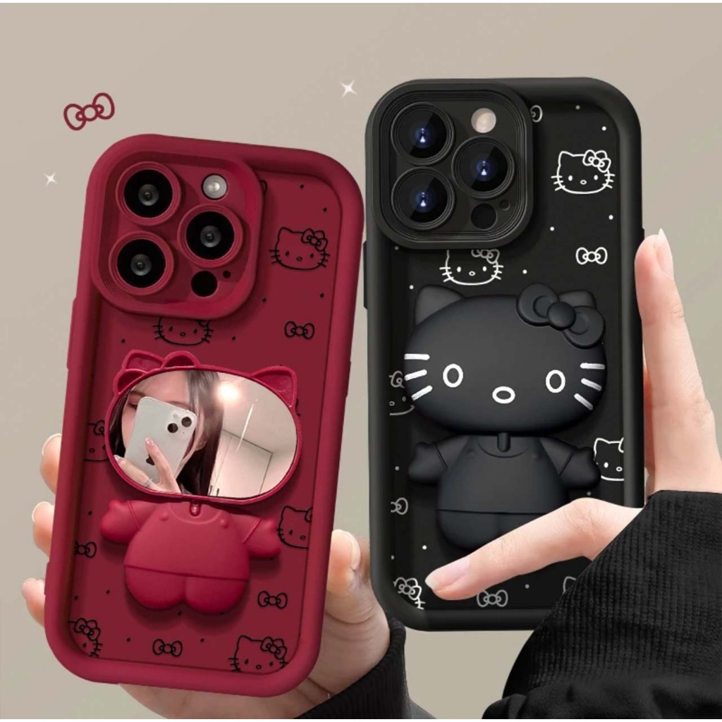Para OPPO Reno 11F 13F 14F 11 13 14 Encontrar X9 A6 A5 Pro A79 A6X A6T A40 A60 A58 Kitty Espelho Caso De Telefone Macio