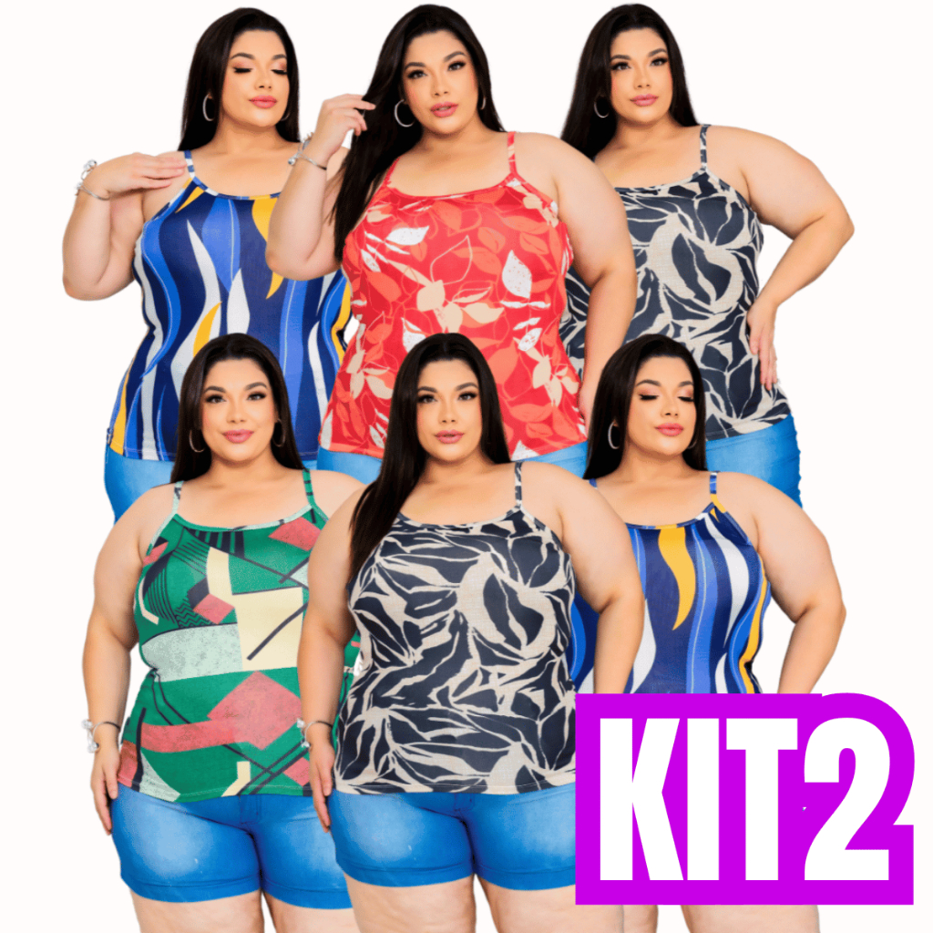 Kit 2 ao Kit 4 Regata Regatinha Plus Size Estilosa Malha Elegante