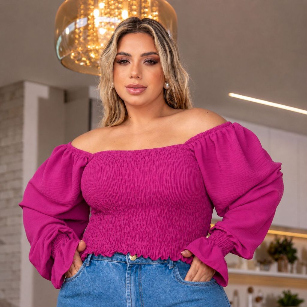 Cropped feminino manga princesa lastex bufante estilo blogueira moda verão blusa ciganinha confortável casual tendência
