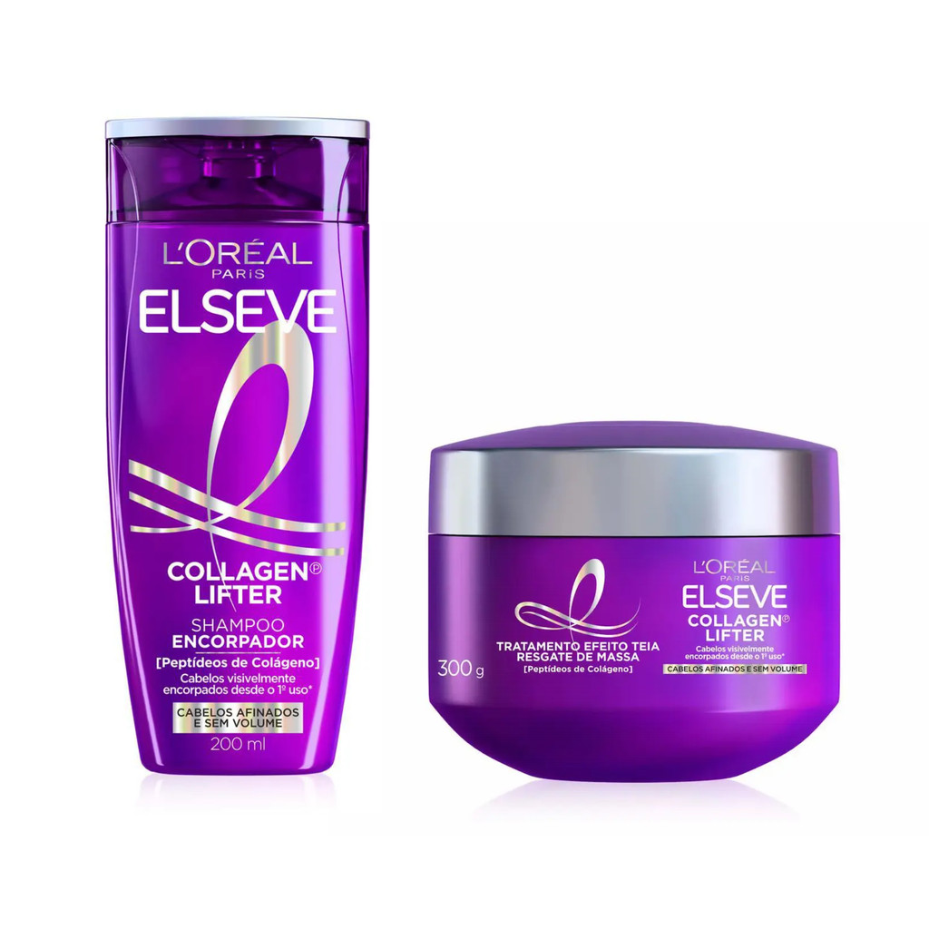 KIT ELSEVE COLÁGENO LIFTER SHAMPOO ENCORPADOR + MÁSCARA EFEITO TEIA