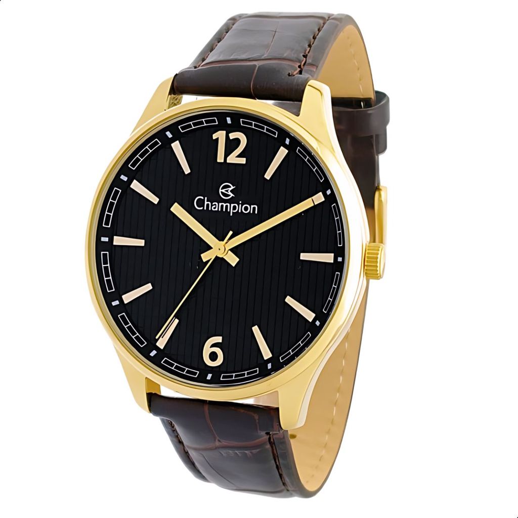 Relógio Masculino Champion Casual Couro Marrom Social Luxo CN21443U