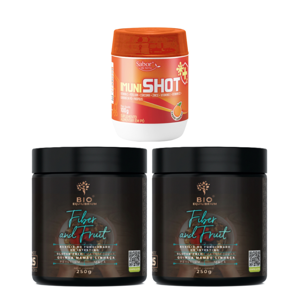Combo 2 Fibras Funcionais para o Instestino + Suplemento Natural para Imunidade