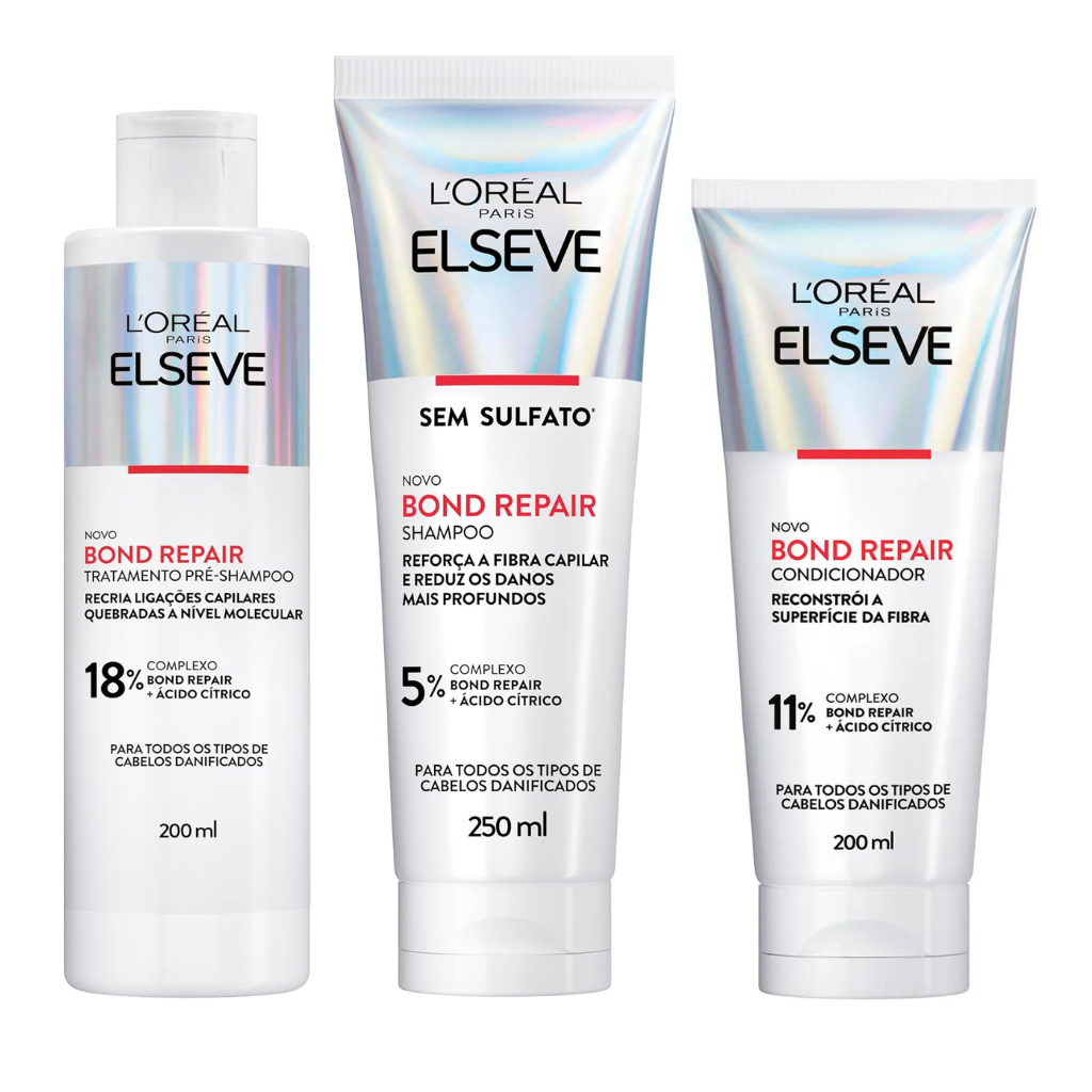 Kit Elseve Bond Repair LOréal Paris Pré Shampoo 200ml + Shampoo 250ml + Condicionador 200ml