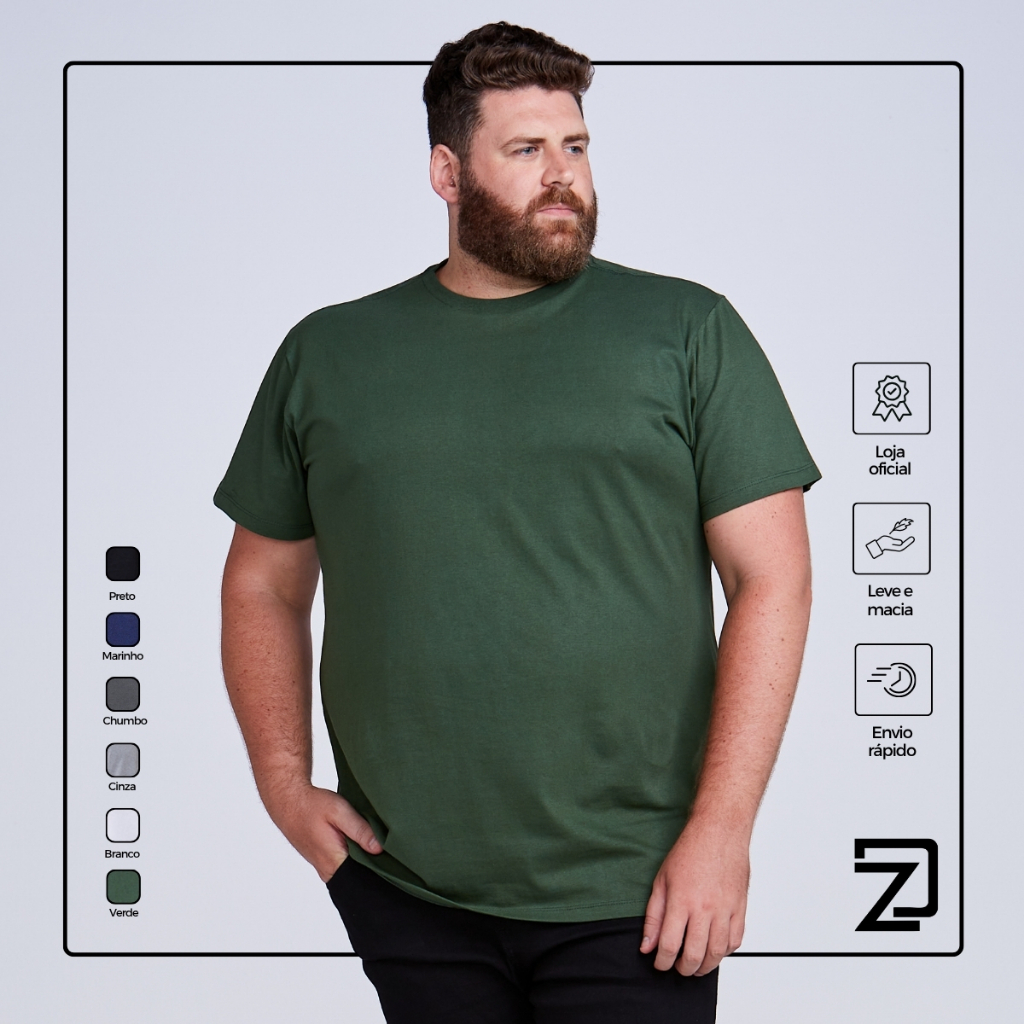Camiseta Masculina Plus Size Camisa Extra Grande Algodão