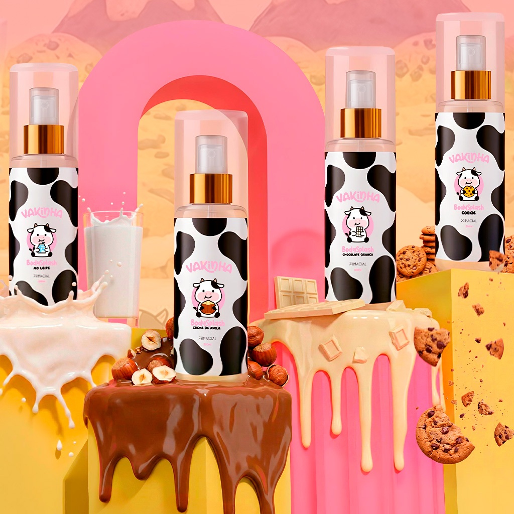 KIT 4 BODY SPLASH FEMININO VAKINHA 200ML - PRIMACIAL PERFUME GOURMAND